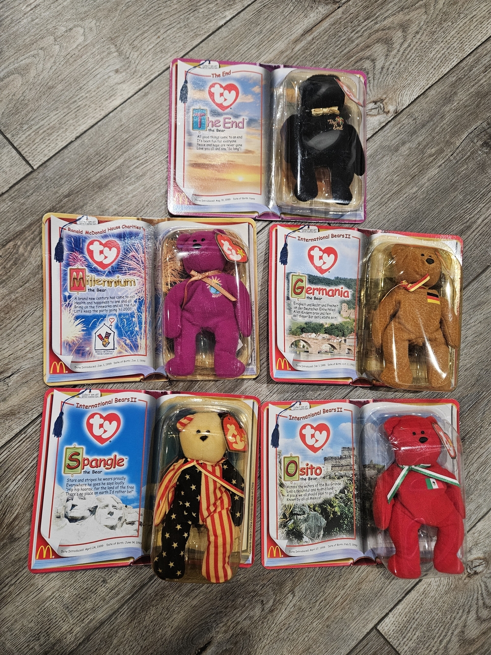Ty International Beanie Baby Bears Lot of Five